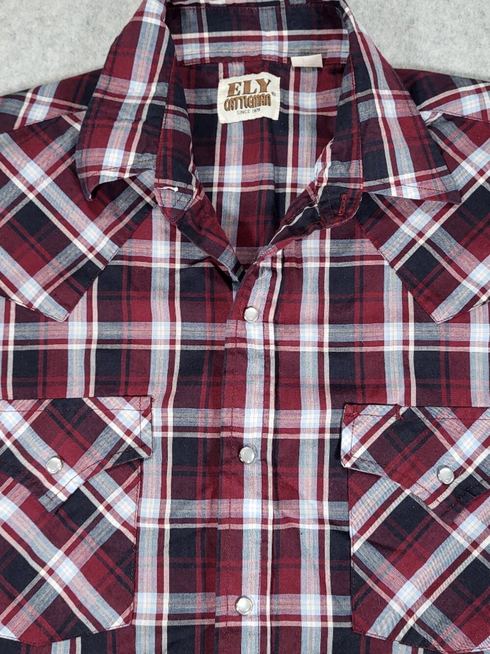 Ely Cattleman Pearl Snap Short Sleeve Shirt Men's‎ Medium Red Plaid